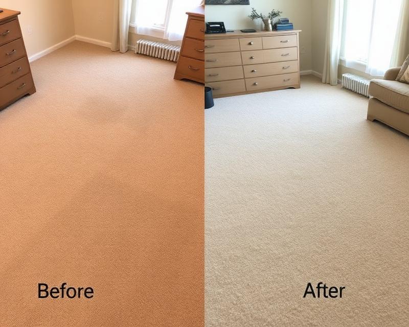 Before and after carpet cleaning - Bedroom Carpet