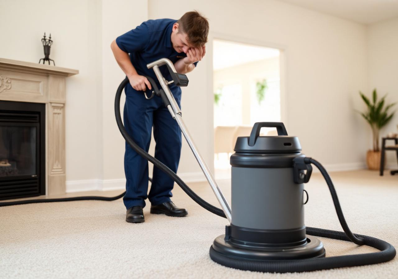 The Cleaning Bros technician performing professional hot water extraction carpet cleaning